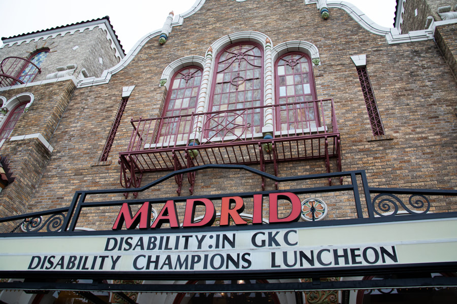 Madrid Theatre exterior with marquee sign DisabilityIN GKC Disability Champions Luncheon